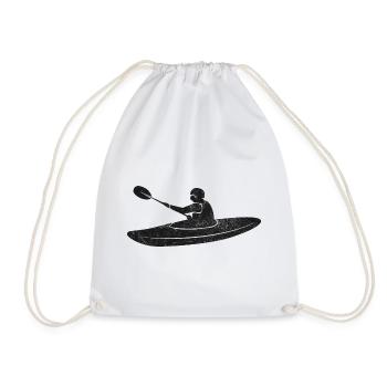 Kayak whitewater paddle vintage - Drawstring Bag - white - Front
