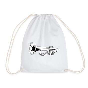 Trumpet Drawing - Drawstring Bag - white - Front