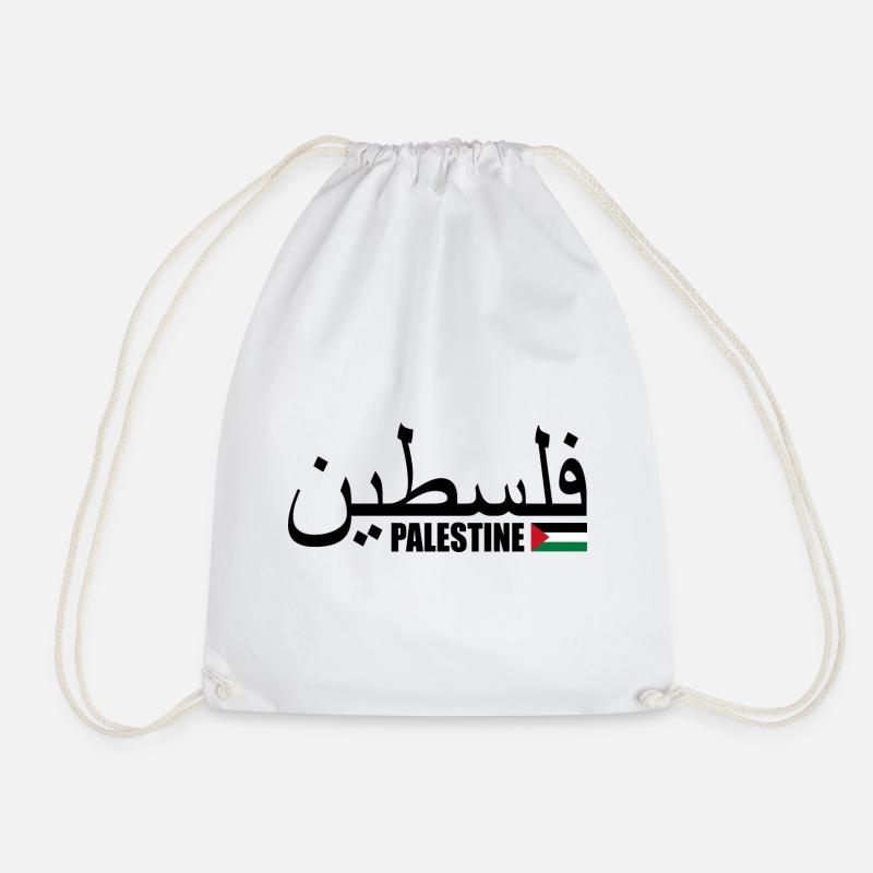 Palestine فلسطين - Drawstring Bag - white