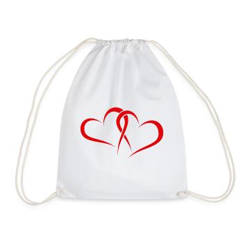 Two red hearts for lovers, fiancés, friends - Drawstring Bag - white - Front
