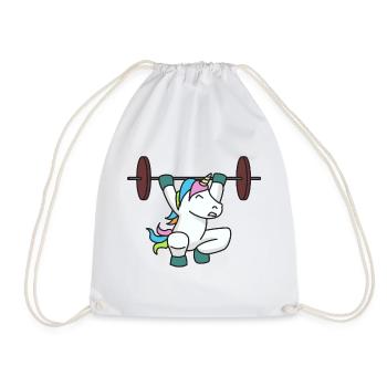 Einhorn Gewichtheber Geschenk Gym Fitness Gewicht - Turnbeutel - Weiß - Vorne