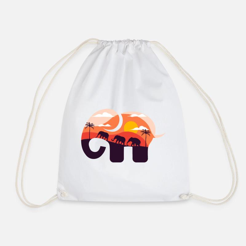 Coucher de soleil savane éléphant - Sac de sport léger - blanc