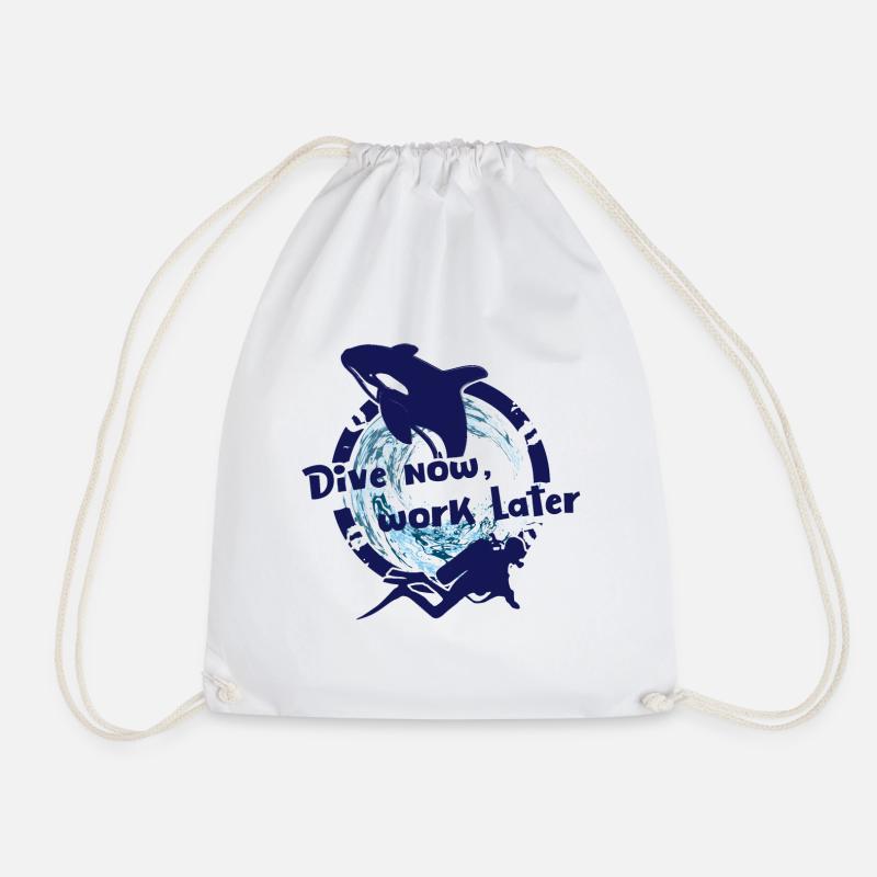 Dive Now - Drawstring Bag - white
