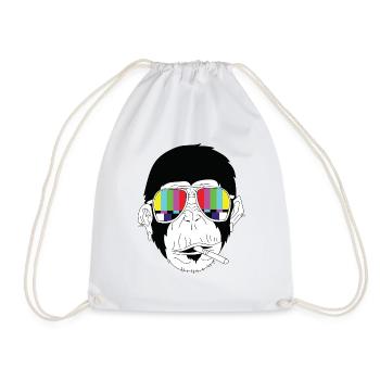 Affe - Gorilla - Zigarette - Sonnenbrille - Turnbeutel - Weiß - Vorne