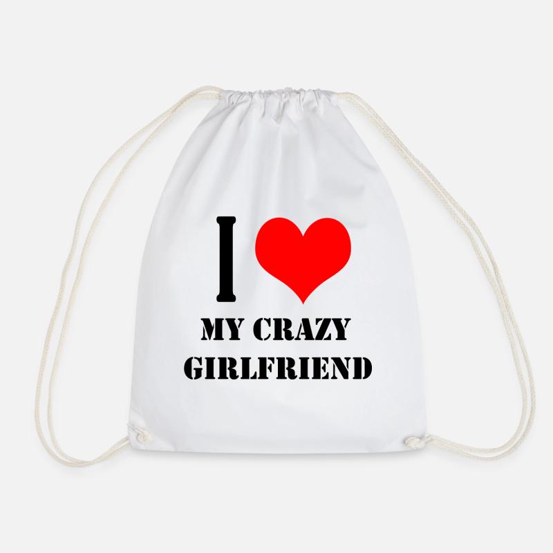 Crazy Girlfriend - Drawstring Bag - white