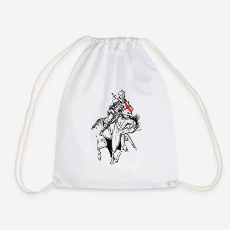 Knight - Crusader - Knight shield - Sword - Drawstring Bag - white