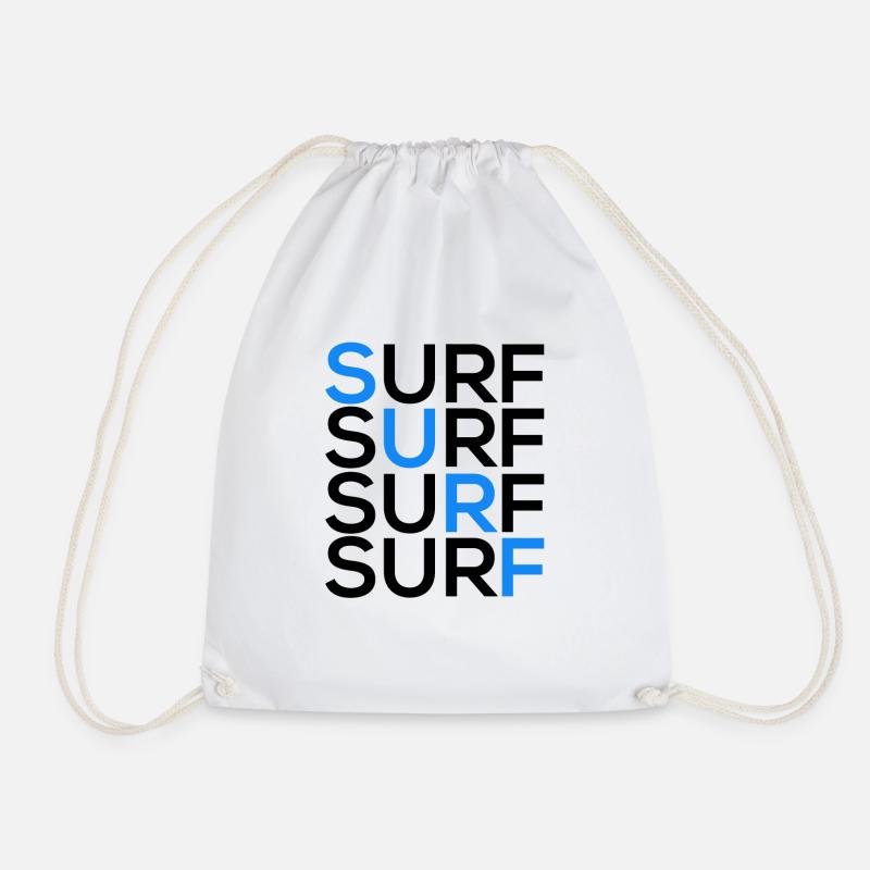 Surf Surf Surf Surf - Drawstring Bag - white