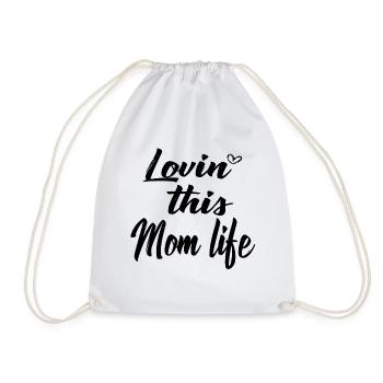 Love Heart Mom Mother Mother's Day Gift - Drawstring Bag - white - Front
