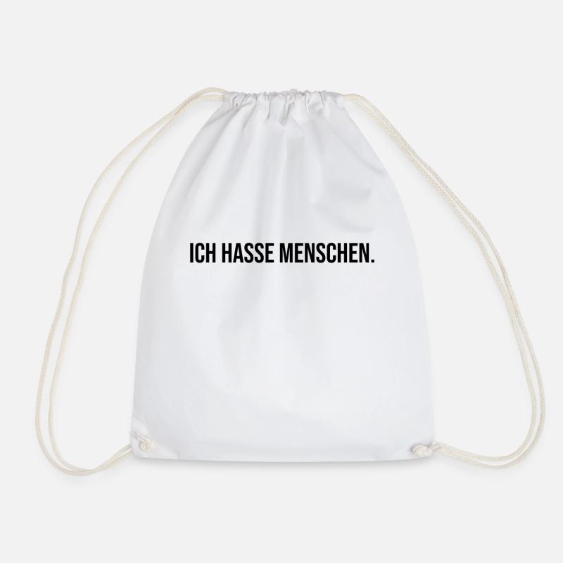ICH HASSE MENSCHEN - Lustig Geschenk Geschenkidee - Turnbeutel - Weiß