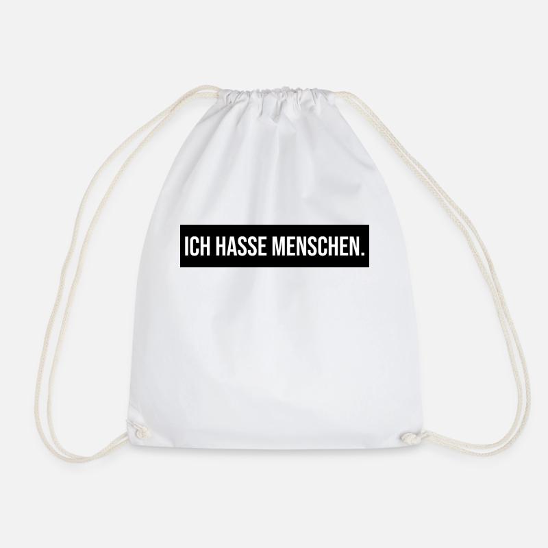 ICH HASSE MENSCHEN - Lustig Geschenk Geschenkidee - Turnbeutel - Weiß