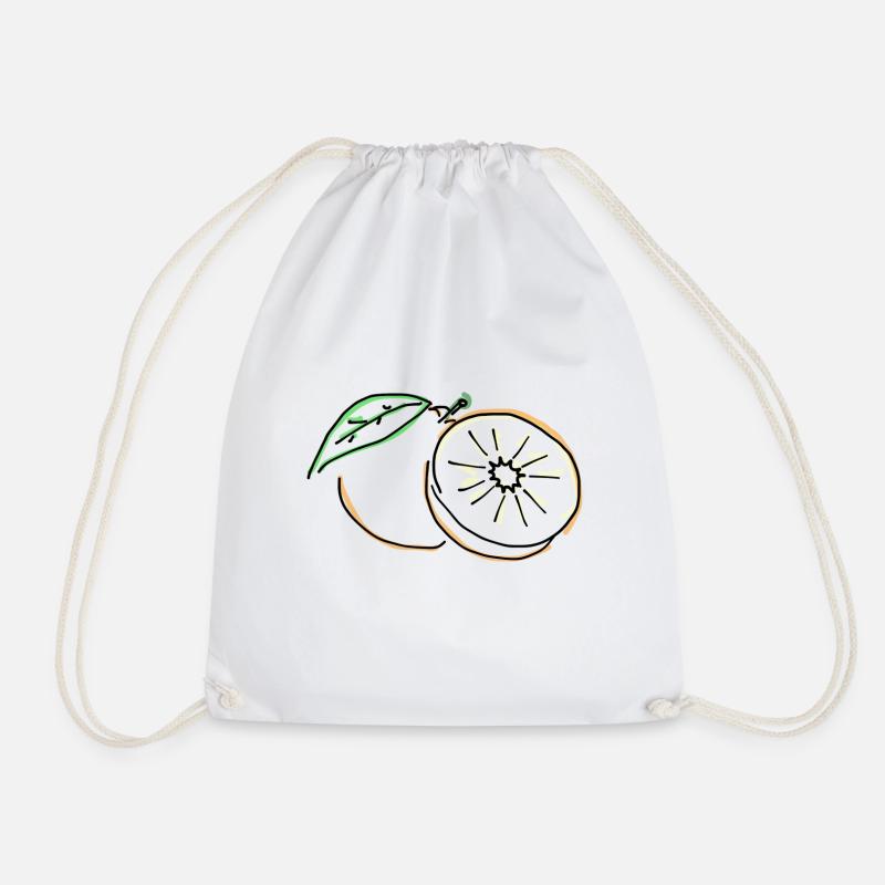 orange - Drawstring Bag - white