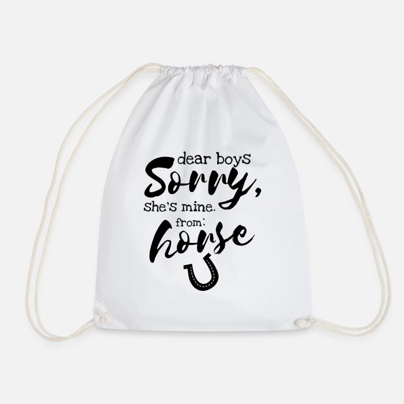 horses - Drawstring Bag - white
