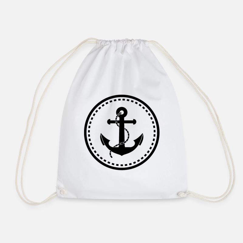 anchor - Drawstring Bag - white