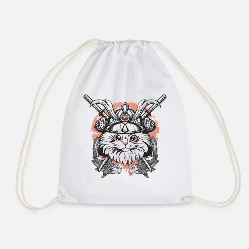 Fighting cat Koi - Drawstring Bag - white
