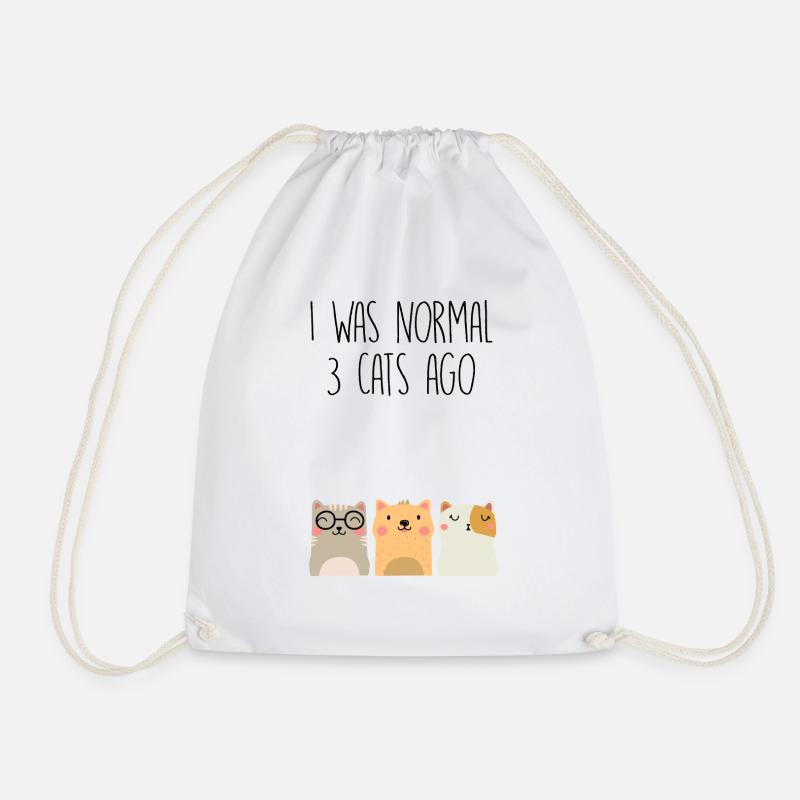 I was normal 3 cats ago - Drawstring Bag - white