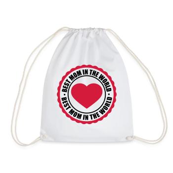 sticker sticker button circle round heart love mam - Drawstring Bag - white - Front