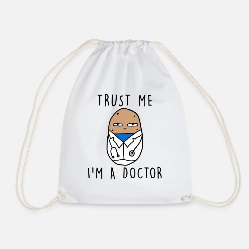 TRUST ME AT A DOCTOR - Drawstring Bag - white
