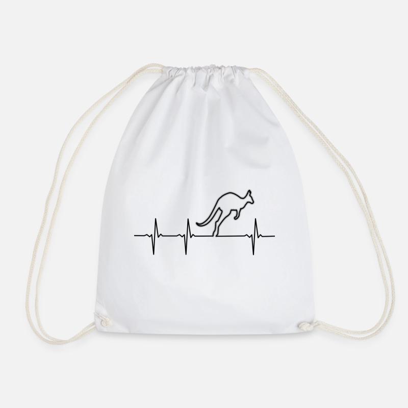Kangaroo Heart Beat - Drawstring Bag - white