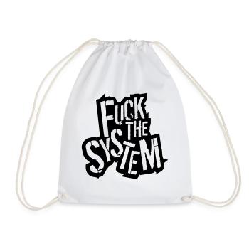 umriss kontur text rebellisch fuck the system logo - Turnbeutel - Weiß - Vorne