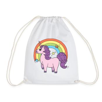 Unicorn Elsbeth in front of a rainbow - Drawstring Bag - white - Front