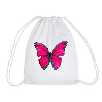 Pinker Schmetterling - Turnbeutel - Weiß - Vorne