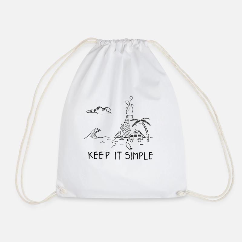 Keep it simple surfing - Drawstring Bag - white