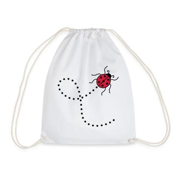 line dashed path path ladybug small sues - Drawstring Bag - white - Front