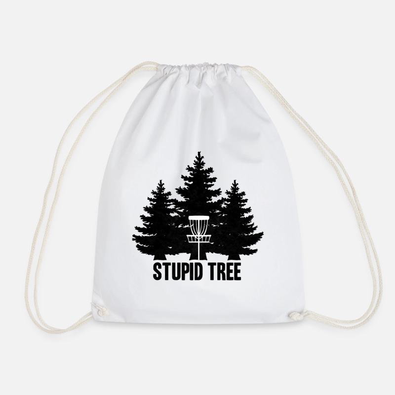 Disc Golf Shirt, discgolf, frisbee, stupid tree - Turnbeutel - Weiß
