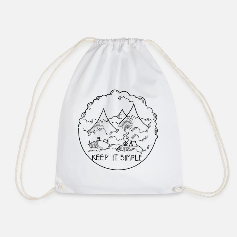 Keep it Simple Clouds Mountain Camping - Drawstring Bag - white