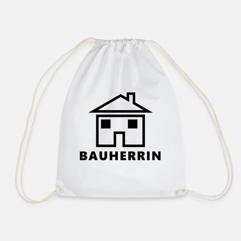 Bauherrin - schwarz - Turnbeutel - Weiß