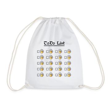 ToDo List Beer Mug Checklist Funny - Drawstring Bag - white - Front