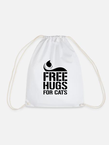 Cat Tshirt Cats love pets Cat - Drawstring Bag - white