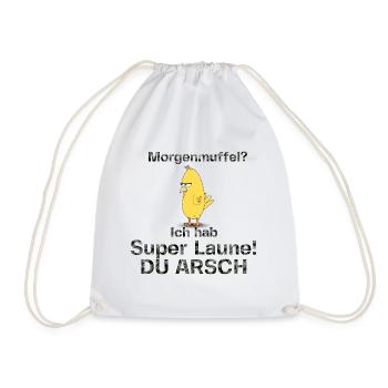 Morgenmuffel Schlecht Gelaunt Shirt Geschenk - Turnbeutel - Weiß - Vorne