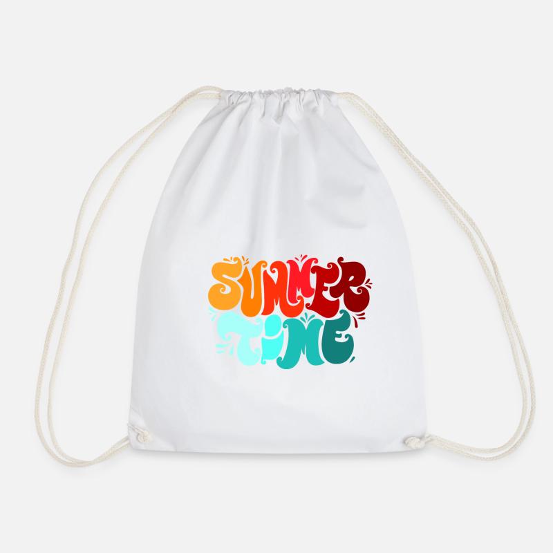 Summer Summer time - typography - Drawstring Bag - white