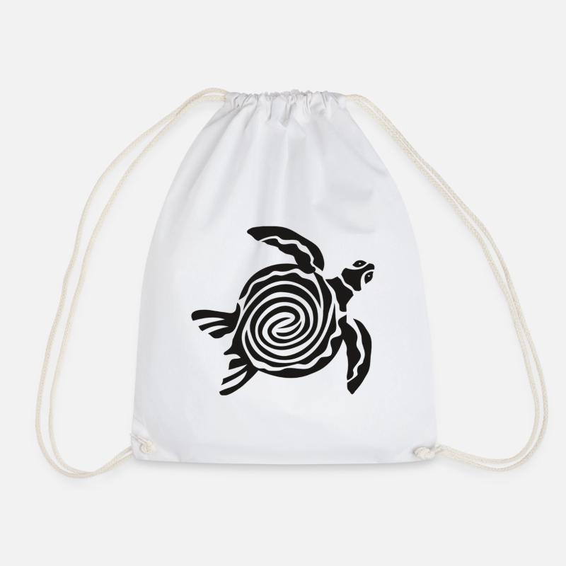 Turtle - Drawstring Bag - white