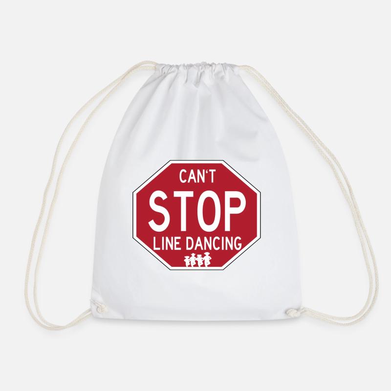Funny Line Dancing Stop Sign - Drawstring Bag - white