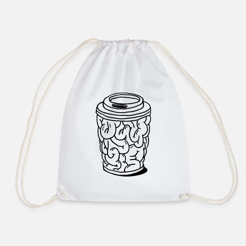 Coffee brain mug to go gift - Drawstring Bag - white