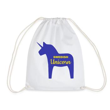 Swedish Unicorn | Holzpferd Schwedisch Einhorn - Turnbeutel - Weiß - Vorne