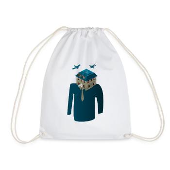 House drone spy gift - Drawstring Bag - white - Front