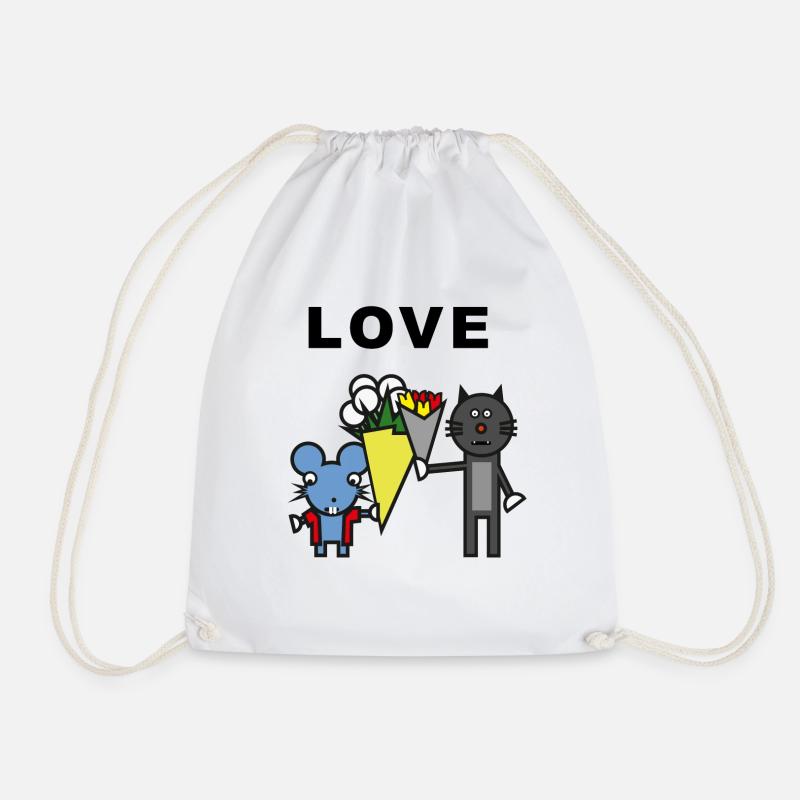 Katze Maus Liebe Geschenk - Turnbeutel - Weiß