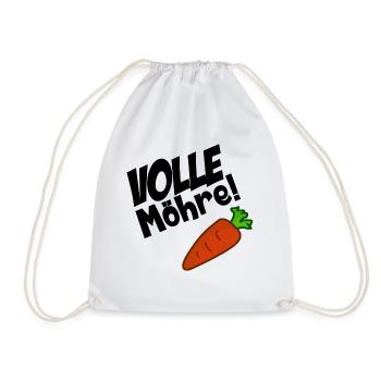 Volle Möhre - Karotte - lustiges Motiv - Turnbeutel - Weiß - Vorne