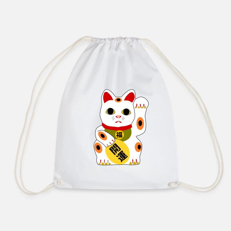 Winkekatze Manekineko Glücksbringer - Turnbeutel - Weiß