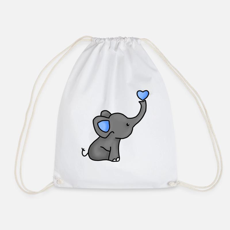 Baby Elephant - Drawstring Bag - white