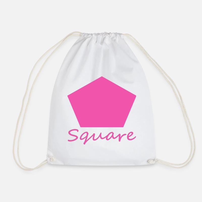 Wrong Pink Square - Drawstring Bag - white