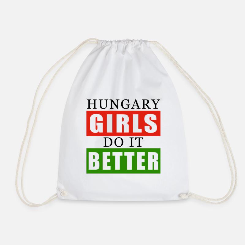 hungary - Drawstring Bag - white