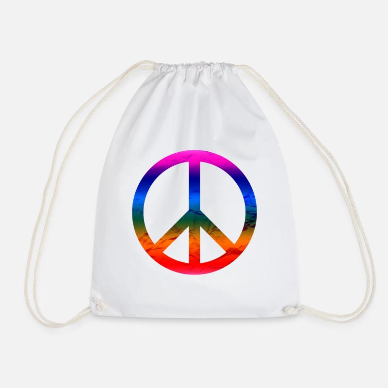 Peace - Drawstring Bag - white