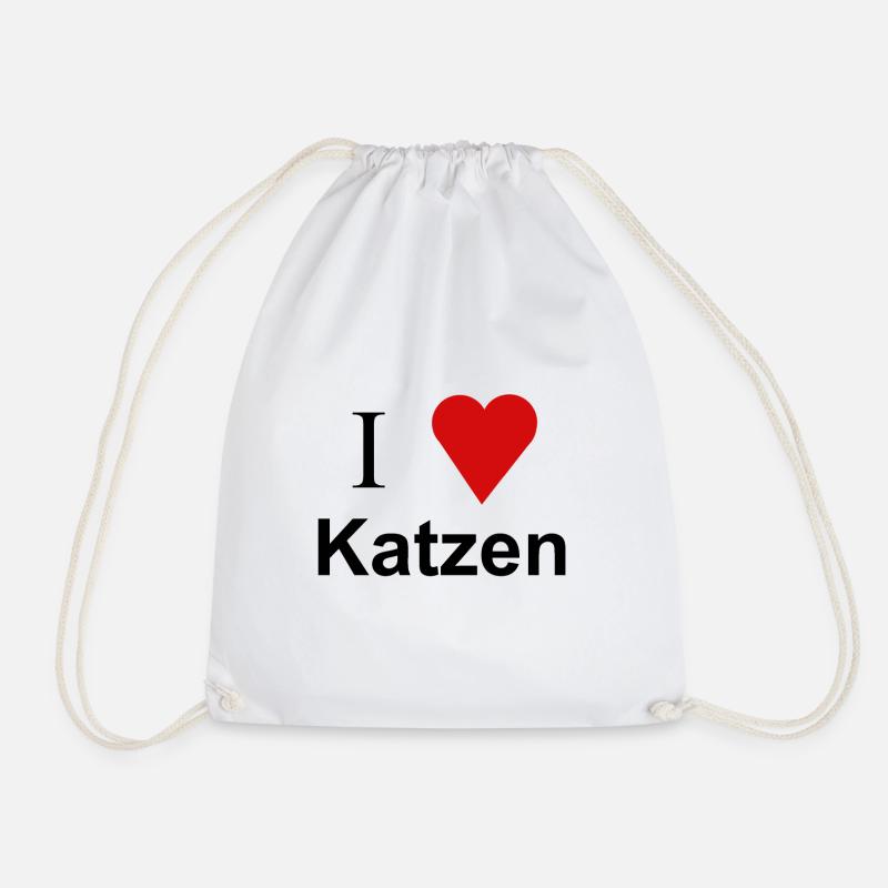 I Love Katzen, Ich Liebe Katzen - Turnbeutel - Weiß