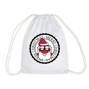 santa claus round circle stamp nikolaus weihnac - Drawstring Bag - white - Front
