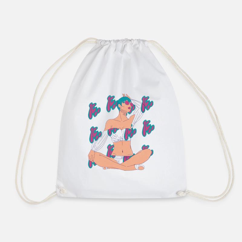 jjba foo fighters stone ocean - Drawstring Bag - white