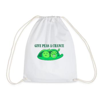 Gift Vegan vegetarian peace opportunity hippie - Drawstring Bag - white - Front